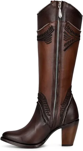Vista 4 de Cuadra Botas altas de mujer en piel bovina con cremallera marrón