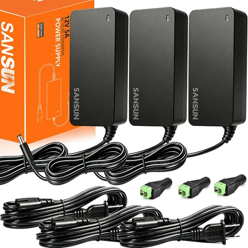 Vista 8 de Fuente de alimentación de 12 V 5 A, CA 120 V a CC 12 V convertidor de conector de 0.217 x 0.083 in, controlador LED de 12 voltios, adaptador
