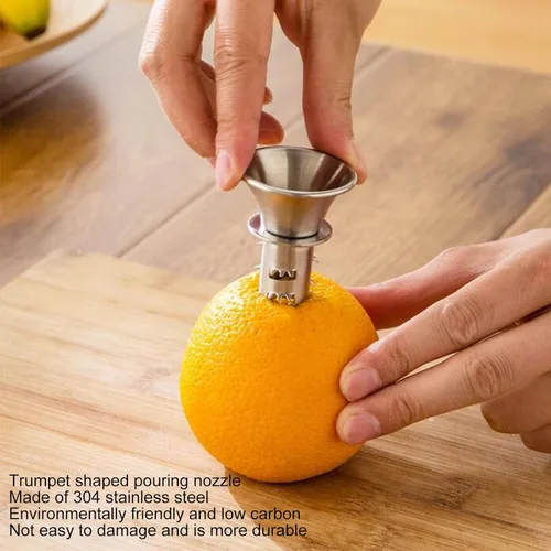 Vista 2 de Exprimidor manual de taladro de limón, mini exprimidor de mano portátil de acero inoxidable espesado naranja lima para el hogar cocina plata