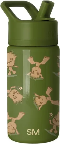 Vista 45 de Simple Modern DC Comics Batman - Botella de agua para niños con tapa con pajilla, vaso aislado de acero inoxidable de 14 onzas para niños, vaso a