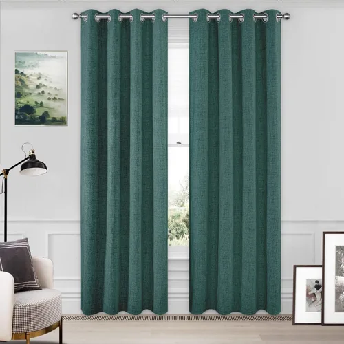 Vista 18 de CUCRAF Juego de 2 paneles de cortinas 100% opacas de lino de 84 pulgadas de largo, con pestaña trasera y bolsillo para barra para sala de estar