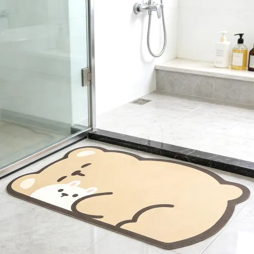 Vista 11 de Tapete de baño con bonitos animales, de secado rápido, antideslizante, súper absorbente, delgado, para el suelo del baño, frente a la bañera, fácil