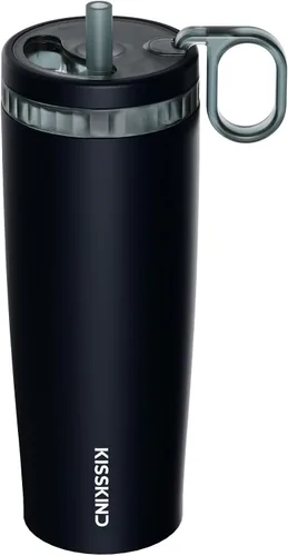 Vista 17 de KISSKIND Leakproof Iced Coffee Tumbler 20 oz, Insulated Ceramic Lined Cup