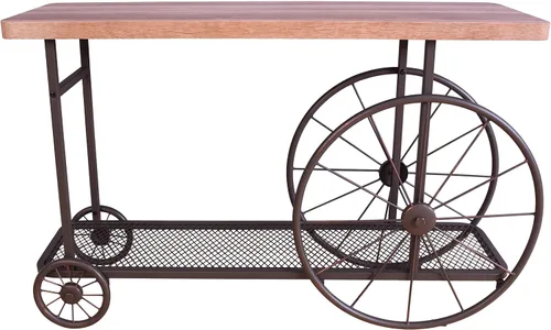 Vista 4 de Acme Francie - Consola rectangular de madera con estante en roble y gris antiguo