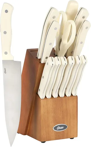 Vista 14 de Oster Ginley - Juego de 3 piezas de cubiertos de acero inoxidable de alto carbono con mango forjado triple remachado de ABS
