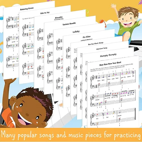Vista 3 de QMG Piano Lessons Book 2: A Complete guide for Kids and Beginners; Color Coded Staff Notes; Designed and Printed in USA
