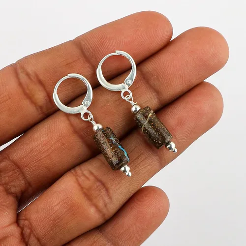 Vista 52 de Aretes de aro de cristal afganita natural Piedras afganas de alto grado Aretes chapados en plata Gota lisa Joyas de piedras preciosas hechas