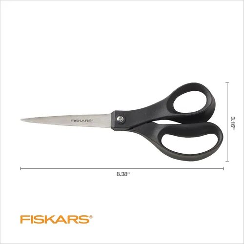 Vista 6 de Fiskars - Tijeras multiusos de acero inoxidable reciclado de 8 pulgadas, color gris Tijeras artesanales con asas ergonómicas, tijeras