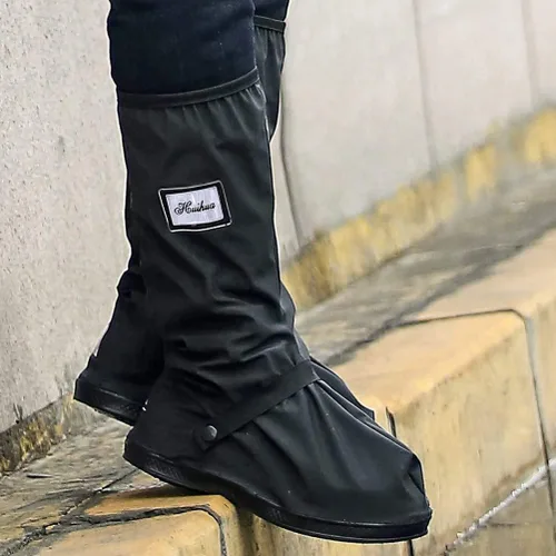 Vista 7 de USHTH, cobertor de lluvia para zapato o bota, impermeable, blanco, con reflector (1 par)