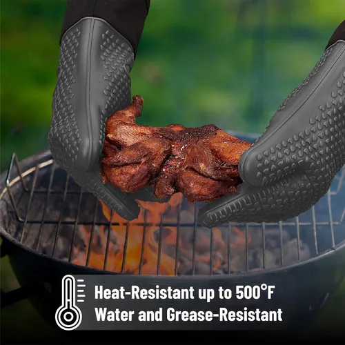 Vista 6 de UNCO - Guantes de silicona resistentes al calor, grises, guantes de horno de silicona