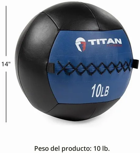 Vista 7 de Titan Fitness Soft Leather Medicine Wall Ball, Color-Coded