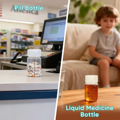 Vista 3 de DEMORA Botellas de plástico con tapas herméticas de 1 oz/30 ml, recipientes de líquidos de boca ancha de grado alimenticio, botellas de medición