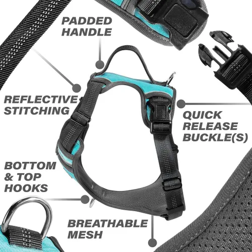 Vista 2 de Black Rhino - Arnés cómodo para perro con chaleco acolchado de malla para razas pequeñas y grandes Ajustable Reflectante 2 accesorios