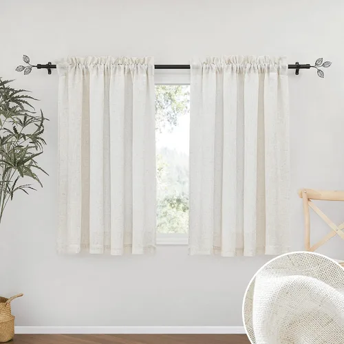 Vista 86 de RYB HOME - Cortinas de lino texturizado semitranslúcidas, privacidad media, filtro de luz, decoración de ventana para dormitorio/baño/sala de estar