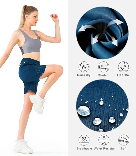 Vista 36 de NORTHYARD Pantalones cortos deportivos de senderismo para mujer, de secado rápido, ligeros, para gimnasio, entrenamiento, con 3 bolsillos