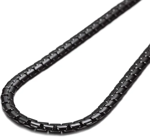Vista 4 de ChainsPro 46mm Box Chain Necklace,14182224262830inch, 316L Stainless SteelGold PlatedBlack -Send Gift Box