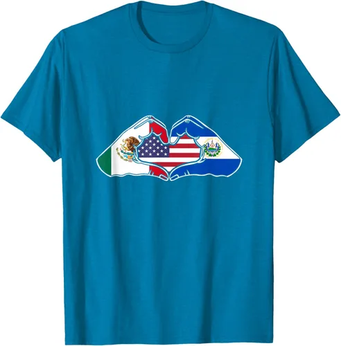 Vista 10 de Corazón manos México, El Salvador y Estados Unidos. Camiseta, Negro