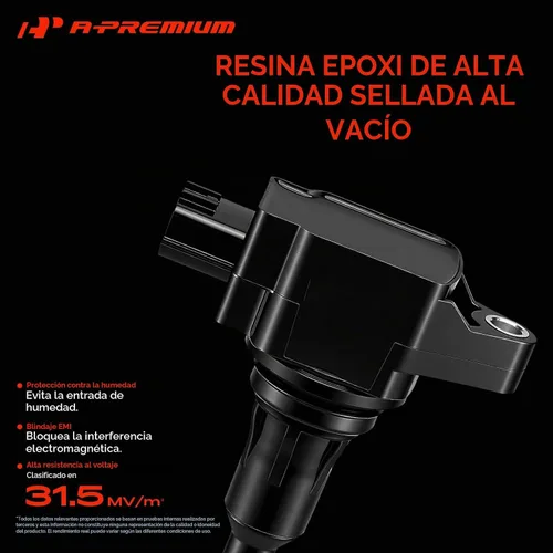 Vista 7 de A-Premium Paquete de bobinas de encendido del motor compatible con Nissan
