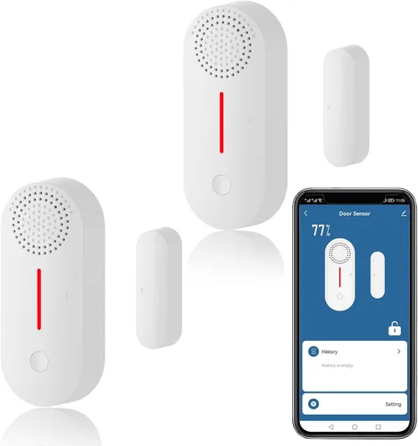 Vista 8 de Sensor de puerta inteligente WiFi, alarma inalámbrica con sensor de ventana de puerta, mini sensor de contacto para seguridad del hogar