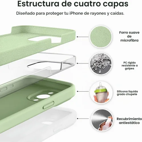 Vista 2 de Vooii Funda compatible con iPhone 15 Pro, silicona líquida Defender mejorada, [protección mejorada de la cámara]