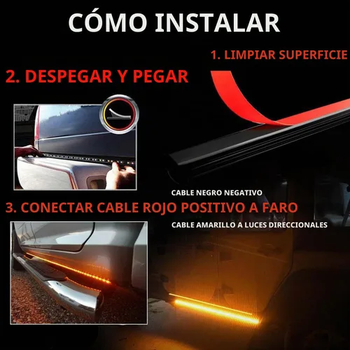 Vista 6 de SOCAL-LED LIGHTING Tira de luz LED para estribo de camión DRL, patada lateral conmutada de 60" (150cm) 12V, luces de giro intermitentes secuenciales