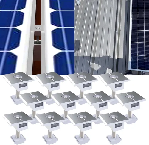 Vista 3 de Abrazaderas centrales de aluminio para panel solar, clips medios de montaje para panel solar, abrazadera central para panel solar, abrazadera