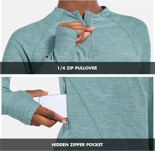 Vista 5 de BALEAF Camisas de secado rápido para mujer de manga larga para correr senderismo entrenamiento UPF50 SPF ligera sin botones