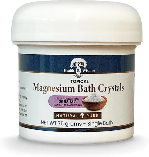 Vista 10 de Health and Wisdom Cristales de baño de magnesio – Sales de baño con alta concentración y absorción mejorada para alivio muscular y articular