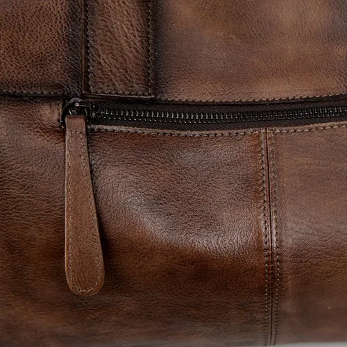 Vista 9 de Iswee - Bolso de hombro de cuero genuino, bolso tote con diseño de morral, con asa superior, bolso de gran capacidad, bolso cruzado
