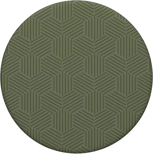 Vista 3 de Abstracto geométrico verde oliva, líneas verdes militares, PopSockets intercambiables PopGrip