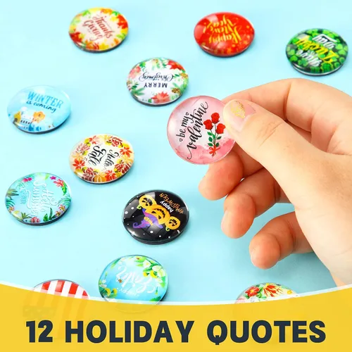 Vista 5 de Juego de 12 imanes de vidrio para refrigerador, para el día de San Patricio, irlandés, Pascua, primavera, festival, nevera, decoración