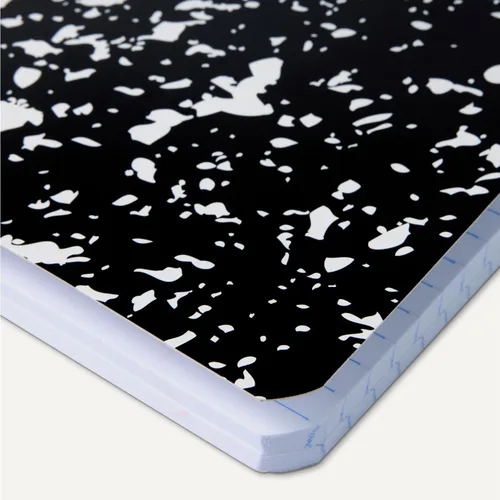 Vista 3 de Amazon Basics Cuaderno de composición, rayas universitarias, 100 hojas, 9.75 x 7.5 pulgadas, 1 paquete, mármol negro