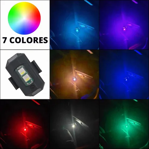 Vista 7 de 4 luces LED recargables de advertencia nocturna, luces estroboscópicas de 7 colores, luces anticolisión para dron, coche, motocicleta, barco