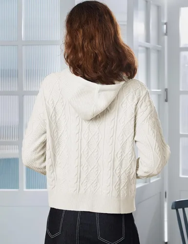 Vista 6 de SDEER - Sudadera con capucha para mujer, de punto acanalado, manga larga, con cordón