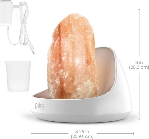 Vista 5 de PureGlow Lámpara de sal del Himalaya original 2 en 1 y el difusor de aceite esencial ultrasónico con sal de Himalaya 100% pura hecha a mano y 5