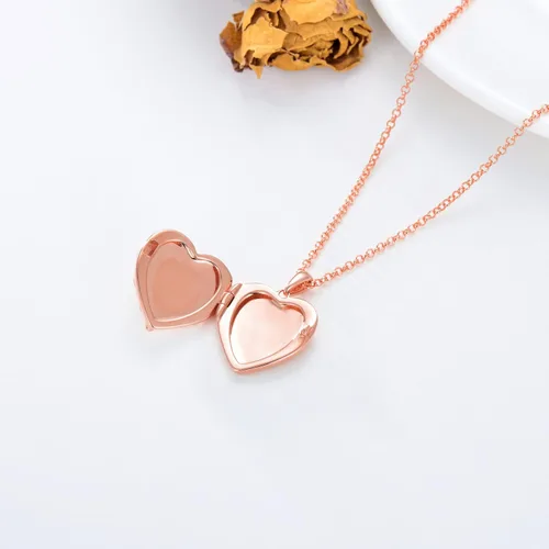 Vista 3 de SOULMEET Collar con medallón de girasol, rosa y margarita, con forma de corazón que sostiene fotos y mantiene a alguien cerca de ti, plata