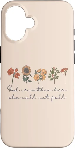 Vista 32 de God is Within Her She Will Not Fall Psalms 46:5 Boho Flowers Case for iPhone 17