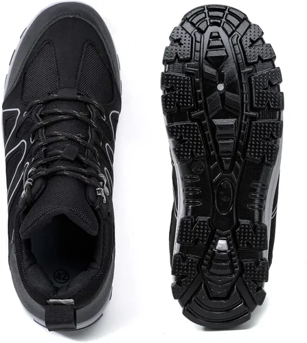 Vista 3 de Botas de senderismo para hombre, tenis de caña alta, de tobillo medio, senderismo, montañismo, botas para exteriores, zapatos altos