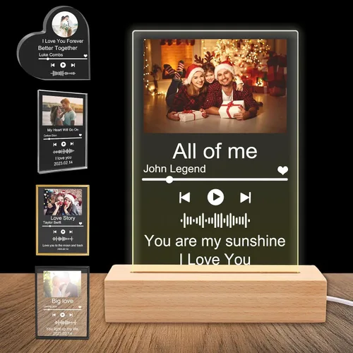 Vista 11 de Placa de canción acrílica personalizada, cubierta de álbum de fotos personalizada, código QR, regalos personalizados para niños, niñas, amigos, día