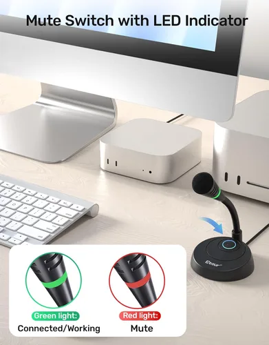 Vista 4 de Micrófono para Mac mini m4, micrófono USB C, condensador cardioide de escritorio Plug &Play, micrófono externo de computadora pequeña