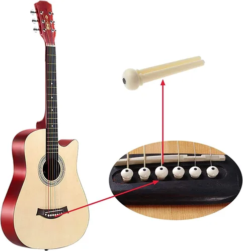 Vista 8 de Juego de accesorios de guitarra para guitarra, pasadores de puente de palisandro, tuercas de sillín (3 izquierdas + 3 derechas), 6 cuerdas
