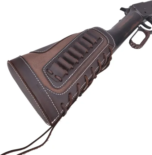 Vista 19 de Cartucho de culata de cuero para rifles calibre 12 o calibre .30-30 .308 Caza bolsa de munición bolsa de bolsa de bolsa de mano derecha escopeta
