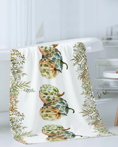 Vista 3 de Eucalyptus Pumpkins Bath Towels for Bathroom Set - Luxury Towels Gifts for Women,Dry Beach Kitchen Hand Hair Face Yoga Workout Gym Towel and Dish