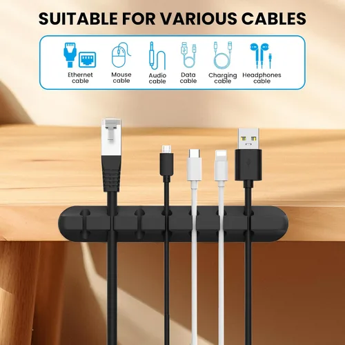 Vista 2 de AhaStyle Clips para cables, paquete de 3 soportes para cables, organizador 357-ranura-negro