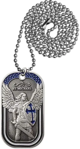 Vista 6 de Collar con dije de collar con dije de placa de perro de San Miguel el Arcángel