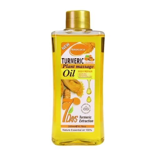 Vista 10 de Aceite corporal de cúrcuma de 6.8 fl oz para masaje e hidratación diaria, hidratación profunda con vitamina E, colágeno, aceite de cúrcuma para cara