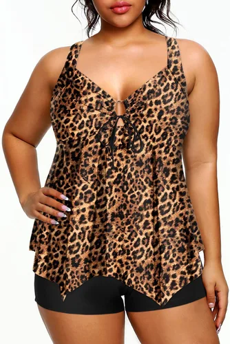 Vista 3 de Holipick Traje de baño tankini de dos piezas con pantalones cortos para mujer, con control de abdomen