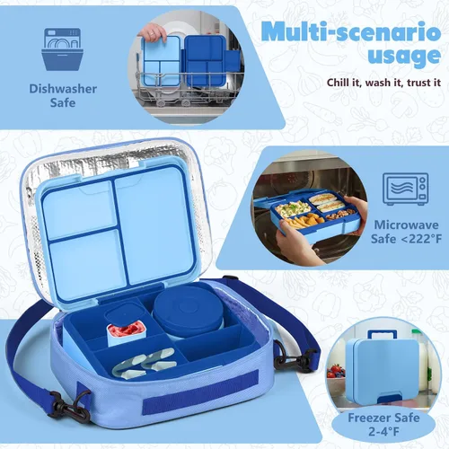 Vista 6 de WyfKyd Set de lonchera Bento con contenedor térmico de sopa para niños y adultos Bento Box Set with 9.5oz Soup Thermo Kids Leak-proof Lunch Box