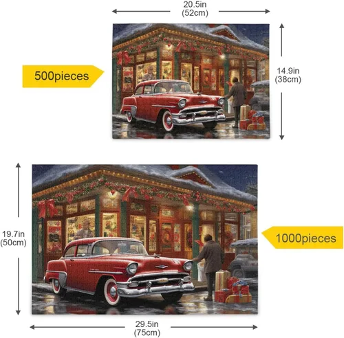 Vista 5 de Christmas Truck Jigsaw Puzzles 500 Pieces for Adults with Mesh Storage Bag 2012104
