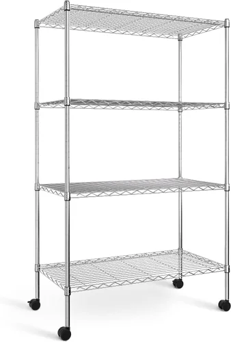 Vista 9 de YSSOA Estante de metal plegable de 3 niveles, 27.95 pulgadas de profundidad x 13.39 pulgadas de ancho x 33.85 pulgadas de alto, estantería